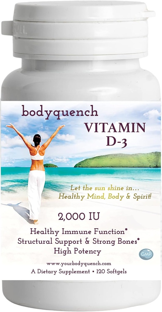 Vitamine D-3 - Haute puissance - favorise la fonction immunitaire saine, le soutien structurel et les os forts, 2000 UI par service – 120 softgels