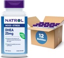 Natrol Mood & Stress DHEA 25mg avec Calcium, supplément alimentaire pour l'équilibre de certains niveaux d'hormone et soutien d'humeur, 180 comprimés, 180 jours d'approvisionnement (paquet de 12)