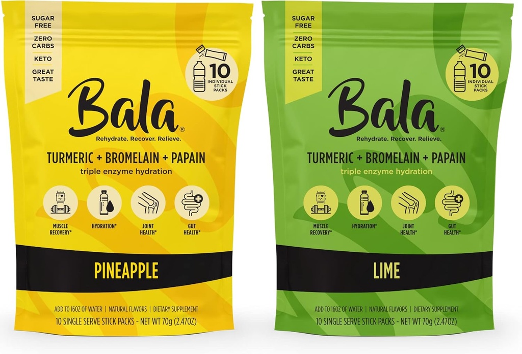 BALA Powder Packets, sans sucre, mélange d'hydratation pour la santé de la gueule, saveurs naturelles, 20 packs