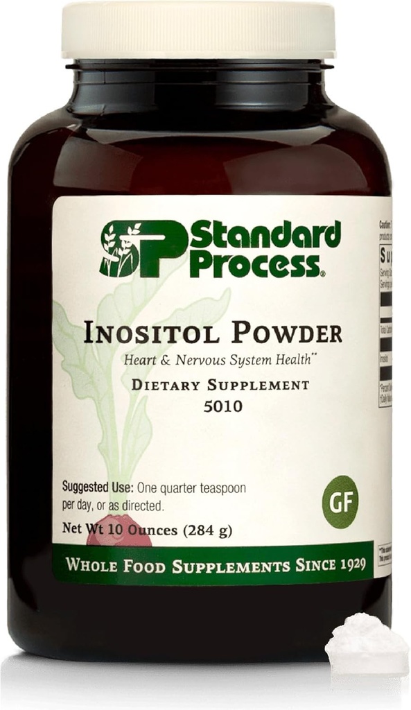 Poudre d'inositol de procédé standard - Supplément cardiaque quotidien pour le soutien du système cardiovasculaire et nerveux - Sans gluten, sans lait et sans soie - 10 onces (405 portions)