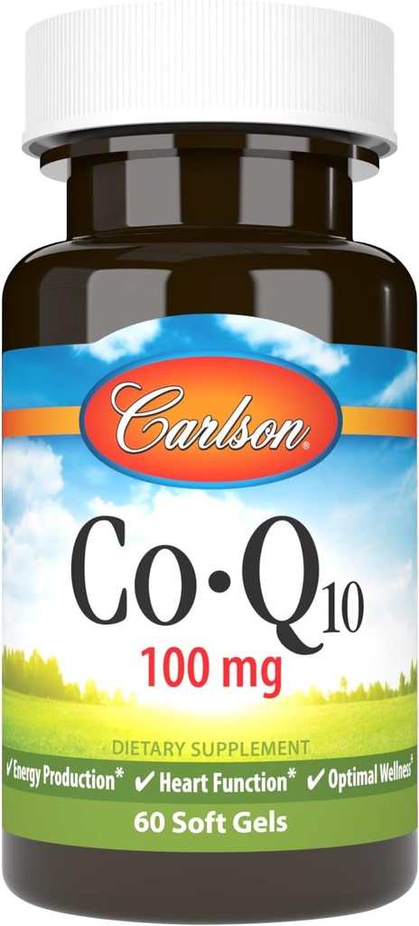 Carlson - Co-Q10, 100 mg, Production d'énergie et fonction cardiaque, 60 Softgels