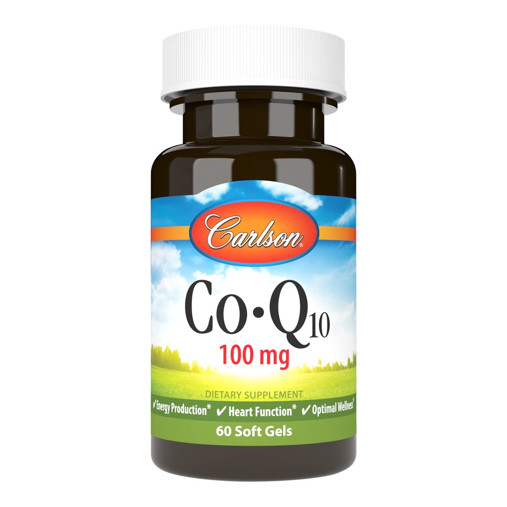 Carlson - Co-Q10, 100 mg, Production d'énergie et fonction cardiaque, 60 Softgels