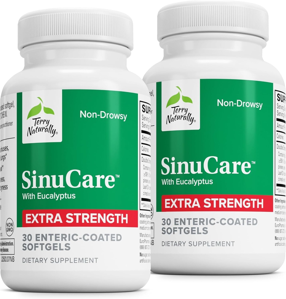 Terry naturellement SinuCare Extra Strength - Supplément diététique avec Eucalyptus & Myrtle - Immune & Lung Health Support - Supplément formule pour aider Sinus Health - 30 portions (paquet de 2)