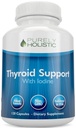 Supplément de support thyroïde purement holistique avec Iodine - 120 capsules - 2 mois d'approvisionnement - avec L-Tyrosine, B12, Magnésium, Ashwagandha, Kelp & More - Formulé pour les femmes - Non OGM