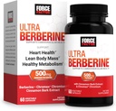 FACTEUR DE FORCE Ultra berbère, supplément berbère avec 500mg Berberine HCl Plus Chromium et extrait d'écorce de cannelle pour soutenir le métabolisme et le bien-être quotidien, non OGM, sans gluten, 60 capsules végétales