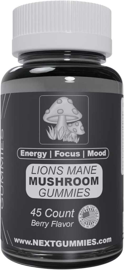 Suivant Gummies 45-Count Lion.Mane Mushroom Gummies - Natural Berry-avoré Gummy Suppléments pour la stimulation de l'humeur, énergie et focus, végétalien, non-OGM, 100,0 milligrammes