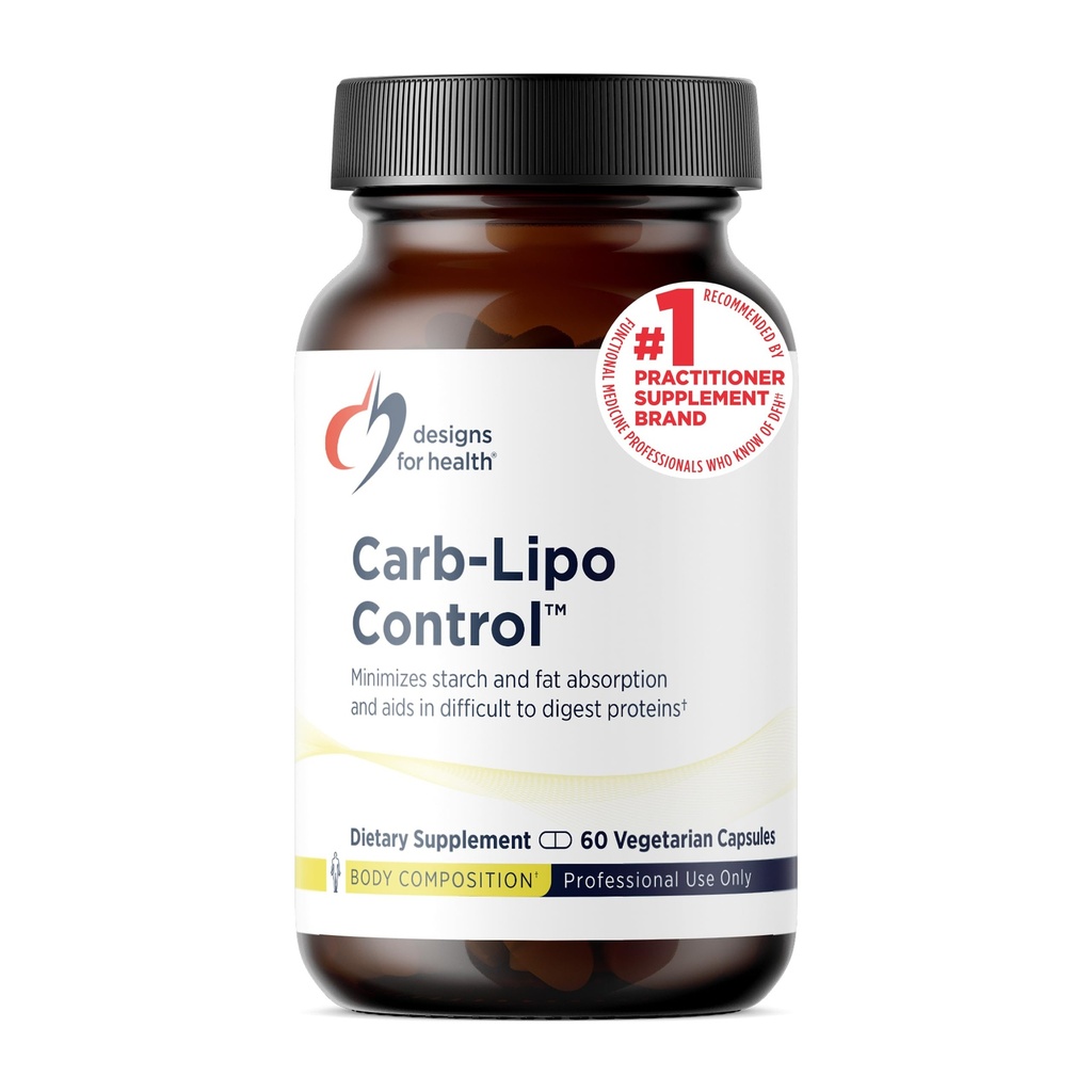 Designs for Health Carb-Lipo Control (ProtectZyme) - Enzyme digestive pour aider à réduire au minimum la graisse + absorption d'amidon et la digestion du gluten, de la caséine - soutient la composition corporelle saine (60 capsules)