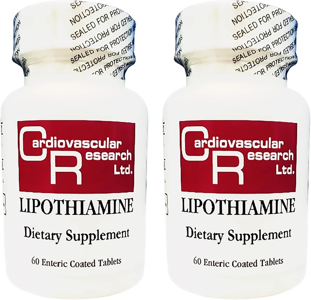 Cardiovascular Research Lipothiamine B Supplement 120 Tablets - Vitamin B1 Now with Alpha Lipoic Acid - 2 X 60 Count