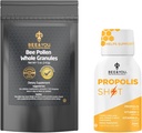 Bee and You Propolis Shot 12 bouteilles et bundle de pollen d'abeille, supplément naturel, propolis d'abeille, antioxydants, protéines, vitamines, acides aminés, pour adultes, femmes, moi