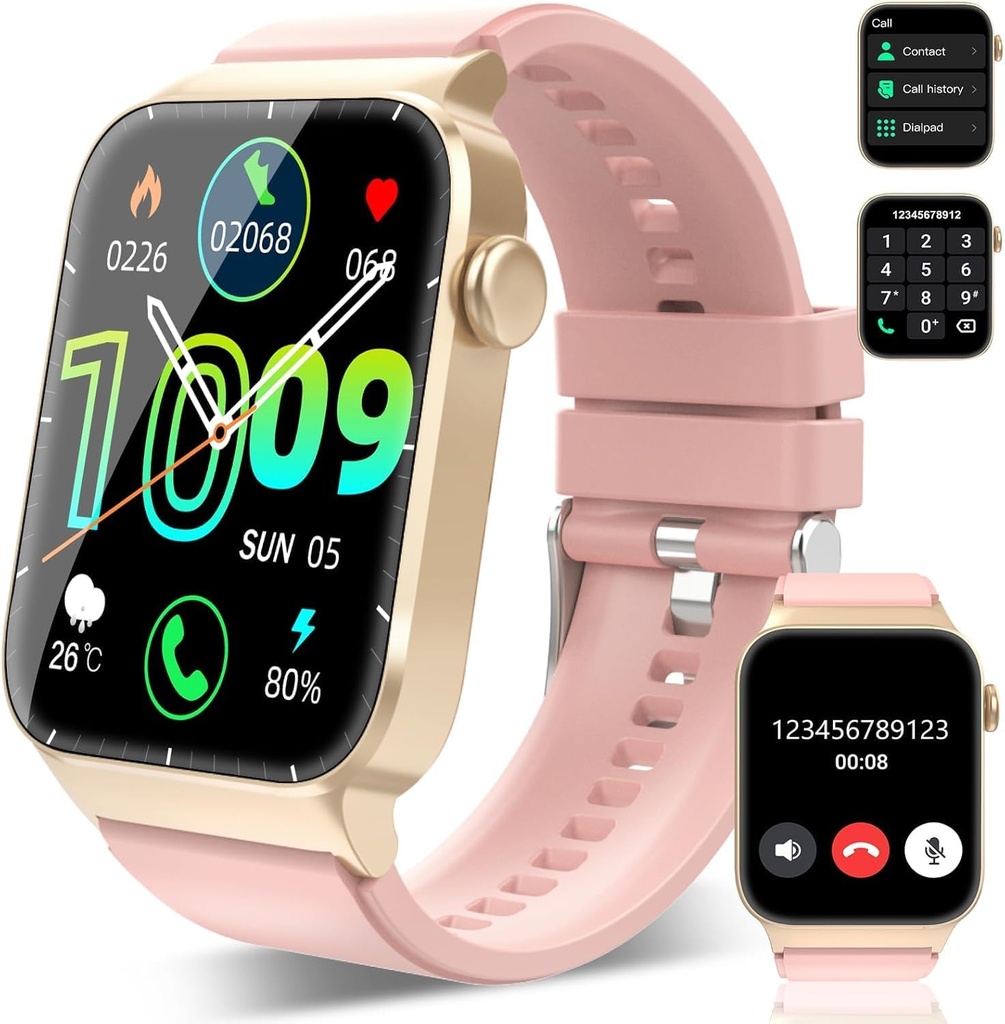 Smart Watch pour les hommes femmes (Réponse/Faire des appels), 1.85" HD Smartwatch, Fitness Watch avec 112 modes de sport, Heart Rate Sleep Monitor/Step Counter, IP68 Waterproof Fitness Tracker pour Android, Deep Pink