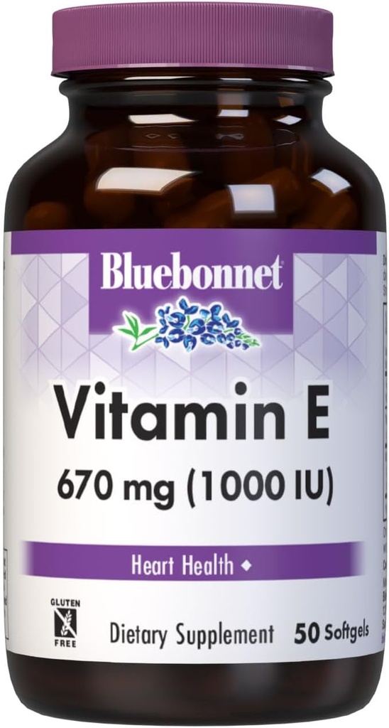 BlueBonnet Vitamine E 1000 UI softgels mélangés, 50 Compte
