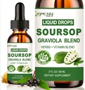 Sursop Graviola gouttes liquides, extrait de sourdop organique avec mousse de mer, vitamine C et zinc de la baie d'eau, 16-en-1 amers de sourds liquides pour le soutien cellulaire, antioxydant et immunosupport 2 Fl/Oz