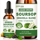 Sursop Graviola gouttes liquides, extrait de sourdop organique avec mousse de mer, vitamine C et zinc de la baie d'eau, 16-en-1 amers de sourds liquides pour le soutien cellulaire, antioxydant et immunosupport 2 Fl/Oz