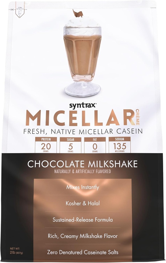Syntrax Nutrition Creme micellaire, caséine micellaire fraîche et indigène, micellaire chocolaté, 2 lb