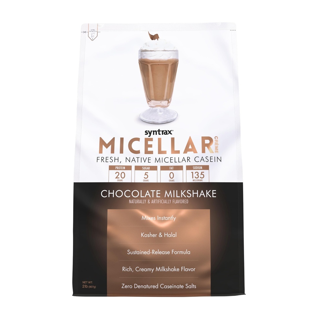 Syntrax Nutrition Creme micellaire, caséine micellaire fraîche et indigène, micellaire chocolaté, 2 lb
