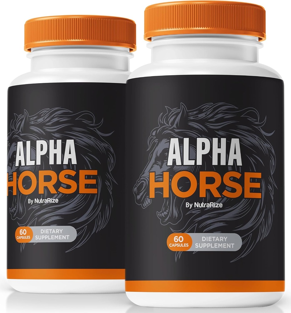 (2 Pack) Alpha Horse Capsules, Alpha Horse Official Male Formula Pills, AlphaHorse pour l'endurance et la performance, Alfa Horse pour hommes Premium une fois par jour Pill Pastillas, Complexe Alpha Hres (120 Capsules)