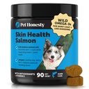 Animaux de compagnie Honesty Skin Health Saumon Chews - Démangeaison pour les chiens, Omega 3 Huile de poisson pour les chiens, Huile naturelle de saumon pour les chiens Chews pour la peau et le manteau, mai réduire Shedding, Suppléments d'huile de poisson de chien - 90 Ct