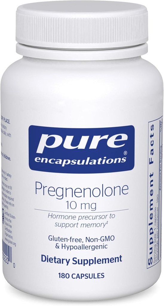 Pure Encapsulations Pregnenolone 10 mg - Support Memory & Hormone Balance* - Hormone Precursor - Gluten Free & Non-GMO - 180 Capsules