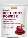 Hudetex Beetroot poudre biologique, 8oz, gel séché soutient la fonction hépatique et l'énergie corporelle, garder les jeunes,Rich dans la vitamine B12, fer, acide folique - non-OGM, végétalien