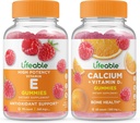 Vitamine vivante E + Calcium avec vitamine D, Gummies Bundle - Grande dégustation, supplément de vitamine, sans gluten, sans OGM, Gummy à croquer