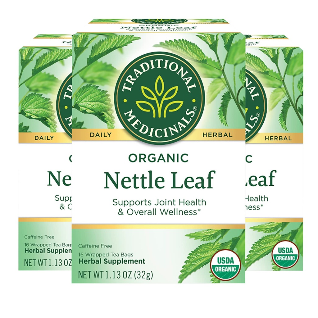 Médicaments traditionnels Thé à base de Nettle Leaf biologique, soutient la santé conjointe et le bien-être général, (paquet de 3) - 48 sachets de thé Total