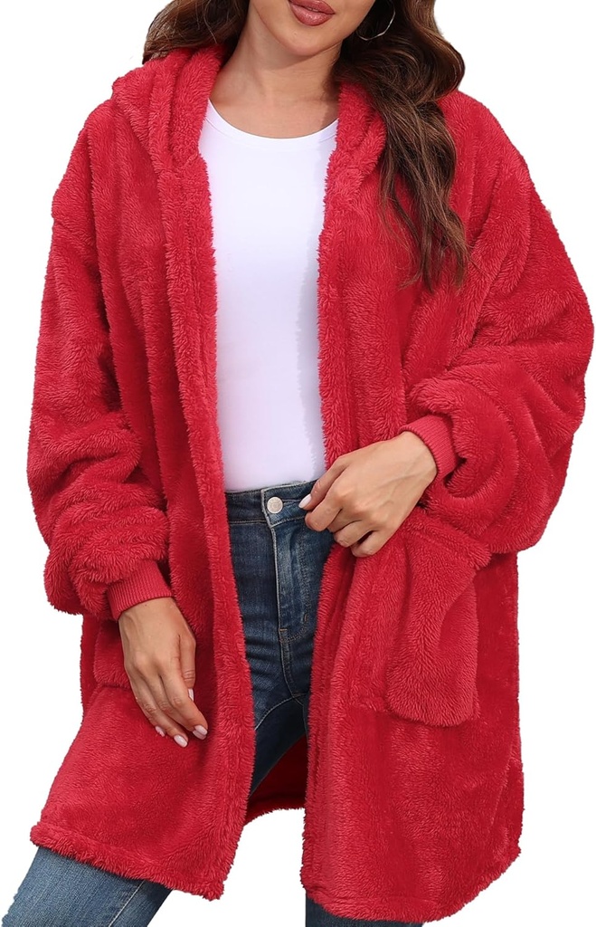 Cardigan à capuche Argstar pour les femmes et les hommes, surdimensionné Sweatshirt Fuzzy Fleece Blanket Veste à capuche - Taille unique