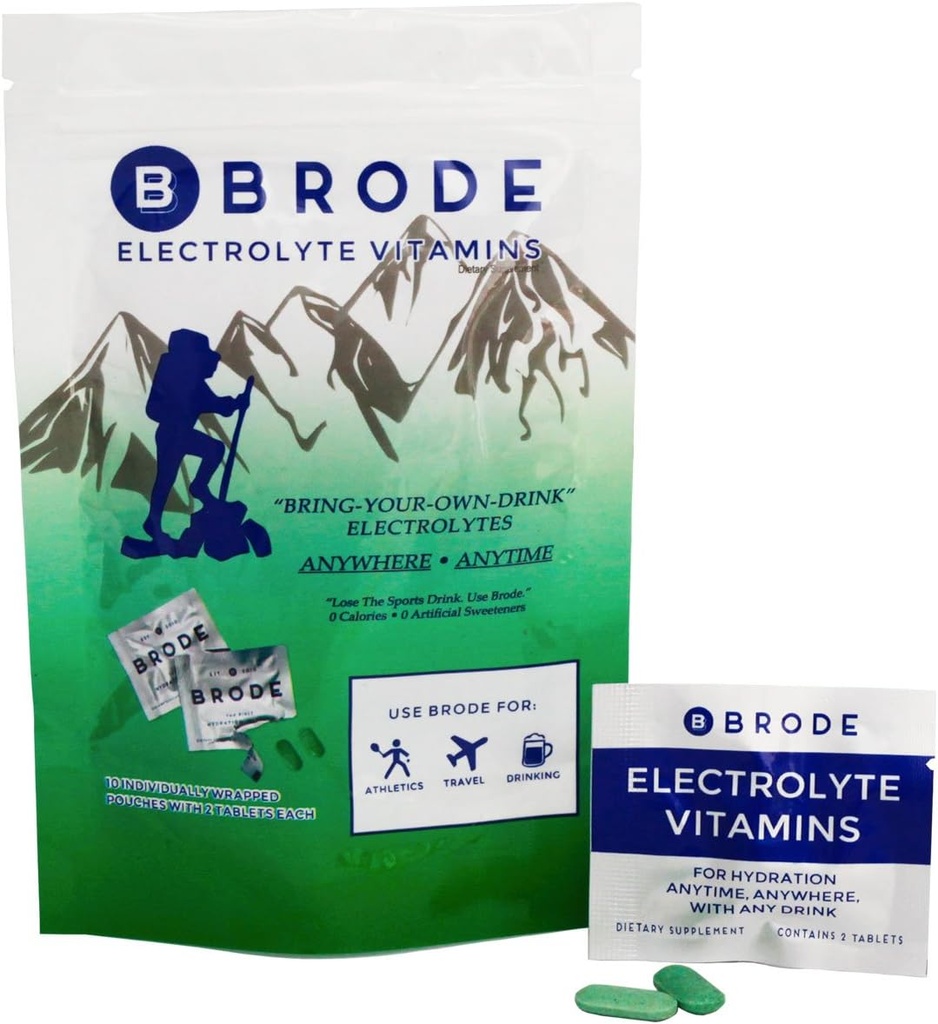 Vitamine électrolytique brode - Comprimés électrolytiques à sucre zéro portable - Pas de saveur brute - pour le sport, la vie nocturne, le jetlag, 5 électrolytes essentiels + 9 vitamines