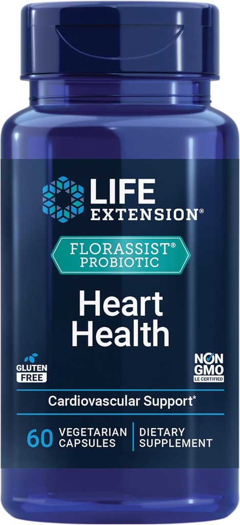 Life Extension FLORASSIST® Probiotic Heart Health, Lactobacillus reuteri 30242, favorise la santé cardiaque et déjà des niveaux de cholestérol sains, sans gluten, non OGM, végétarien, 60 capsules