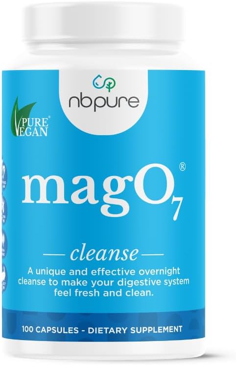 nbpure MagO7 - Natural Colon Cleanse & Detox - Occasional Constipation Relief, Stool Softening, & Bloating Support for Men & Women - Ozonated Magnesium Oxide, 100 Capsules