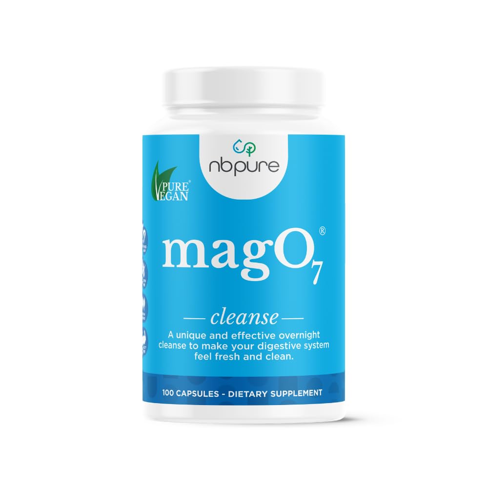 nbpure MagO7 - Natural Colon Cleanse & Detox - Occasional Constipation Relief, Stool Softening, & Bloating Support for Men & Women - Ozonated Magnesium Oxide, 100 Capsules
