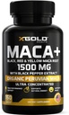 X Gold Health Organic Maca Root Powder Capsules de 1500mg avec noir