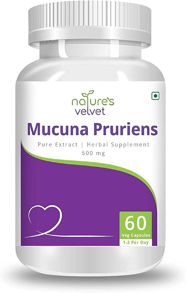 XLO Nature's Velvet Mucuna Pruriens Extrait pur 500 mg, 60 Capsules de Veggie