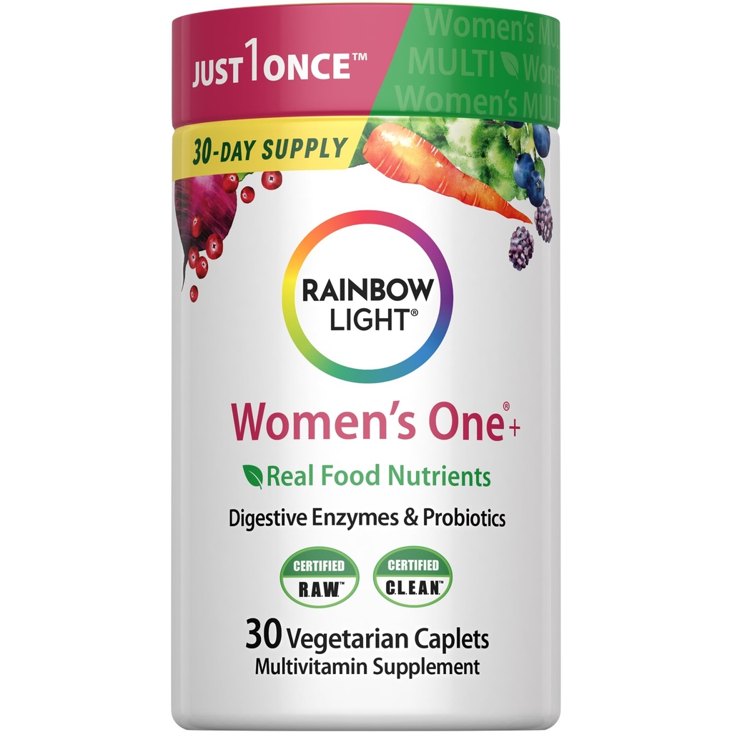 Rainbow Light Womens Une multivitamine quotidienne à haut potentiel, la multivitamine féminine fournit un soutien immunitaire à haut potentiel, avec vitamine C, biotine et ashwagandha, végétarien, 30 comte