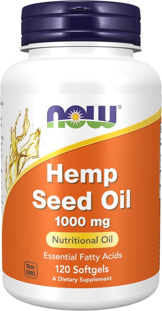 MAINTENANT compléments alimentaires, huile de chanvre 1000 mg, acides gras essentiels, huile nutritive, 120 softgels