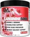 Evlution Nutrition Booster d'oxyde nitrique L-Arginine Supplément - Supplément d'oxyde nitrique à haute puissance avec 5000mg de L Arginine pour pompes améliorées Croissance musculaire et vasculaire