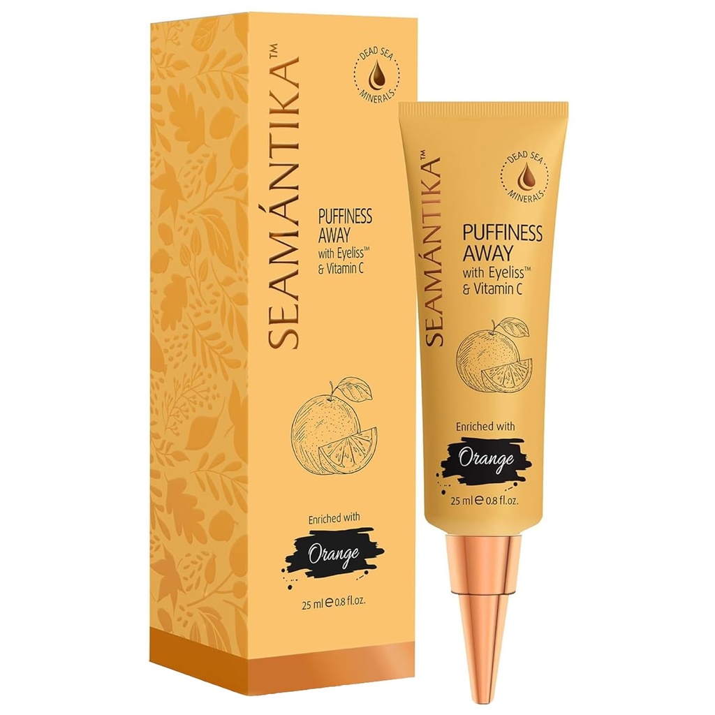 SEAMANTIKA PUFFINESS AWAY Eye Cream 0.8 fl.oz - Instanto Eye Bag Deleter Poitrine avec Eyeliss; Vitamine C, Sous l'œil Poitrine Réducteur Résultats instantanés, Réduction temporaire des rides et des cercles noirs