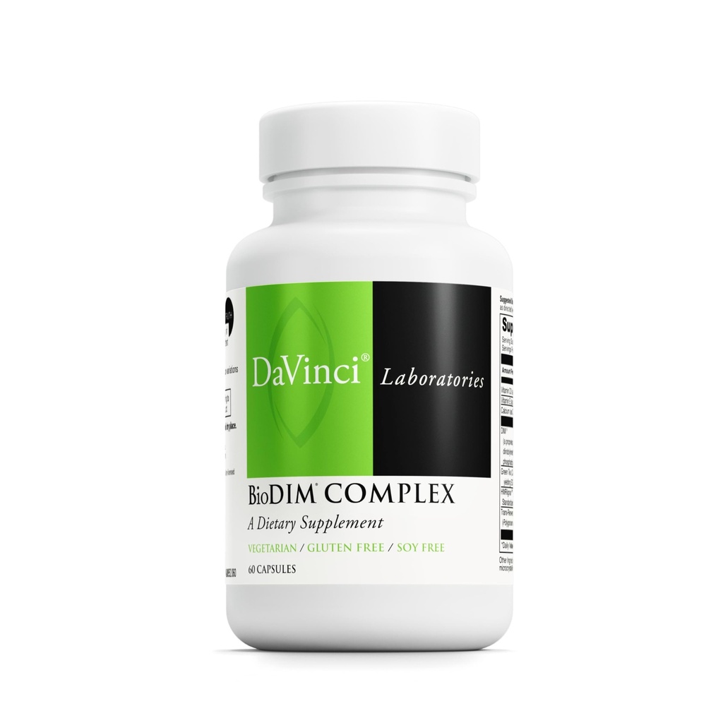 DAVINCI Labs BioDIM Complex - Supplément de soutien hormonal avec vitamine D3, DIM, extrait de thé vert, vitamine E, calcium, HMRlignan et trans-resvératrol* - 60 capsules (30 capsules)