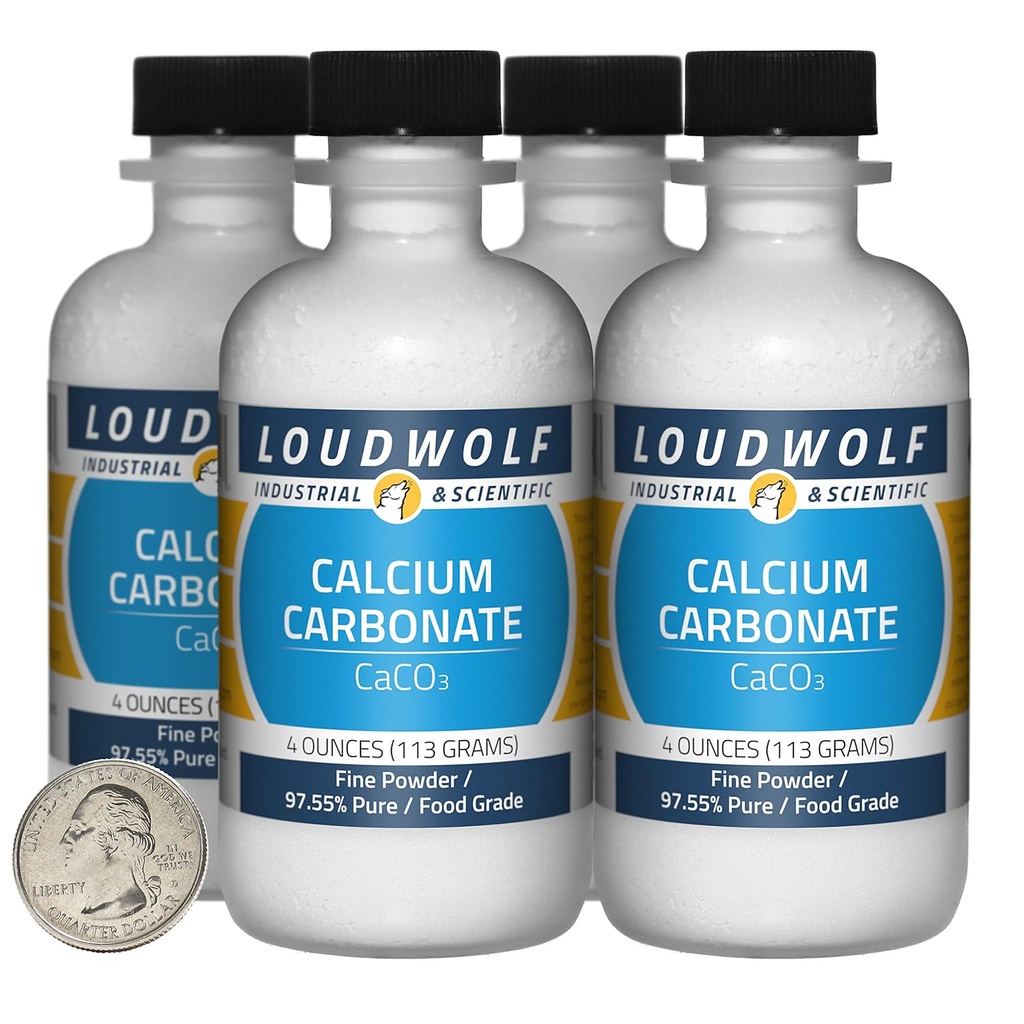 Carbonate de calcium / 1 livre / 4 bouteilles / 97,55 % Pure Food Grade/fin poudre