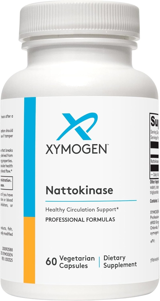 XYMOGEN Nattokinase - Suppléments de pression artérielle de la Nattokinase 2000 FU - Santé cardiaque, Circulation et soutien de la pression artérielle - Sans gluten, végétalien, non OGM (60 capsules)