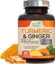 Supplément curcumin curcumin curcuma 2600mg - avec Ginger biologique et curcuma, 95% Curcuminoïdes, Pepper noir BioPerine pour la meilleure absorption, soutien de joint végétalien de la nature, non-OGM, mis en bouteille aux États-Unis - 180 Capsules