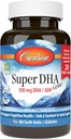 Carlson - Super DHA Gems, 500 mg DHA Suppléments, 640 mg Acides gras, concentré d'huile de poisson de l'Arctique norvégien, capsules d'huile de poisson nordique, 60+20 Softgels