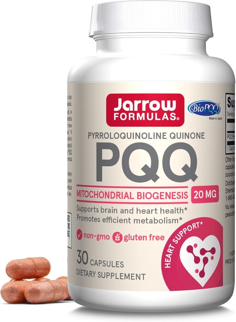 Jarrow Formulas® PQQ 20 mg, complément alimentaire, soutien du cœur, du cerveau et du métabolisme, 30 capsules de légumes, 30 jours d'approvisionnement