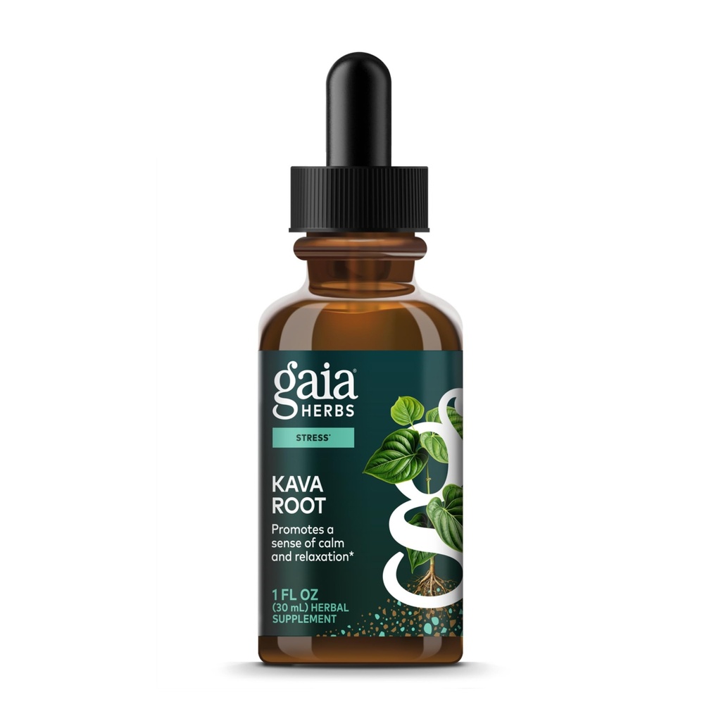 Gaia Herbs Kava Root Extra Strength - Aide à maintenir un sentiment de calme naturel, de relaxation, et de bien-être émotionnel pendant les périodes de stress - Fait avec Noble Kava Cultivars - 1 Fl Oz (20 jours d'approvisionnement)