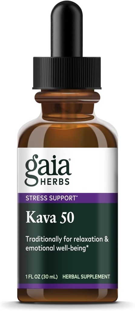 Gaia Herbs Kava Root Extra Strength - Aide à maintenir un sentiment de calme naturel, de relaxation, et de bien-être émotionnel pendant les périodes de stress - Fait avec Noble Kava Cultivars - 1 Fl Oz (20 jours d'approvisionnement)