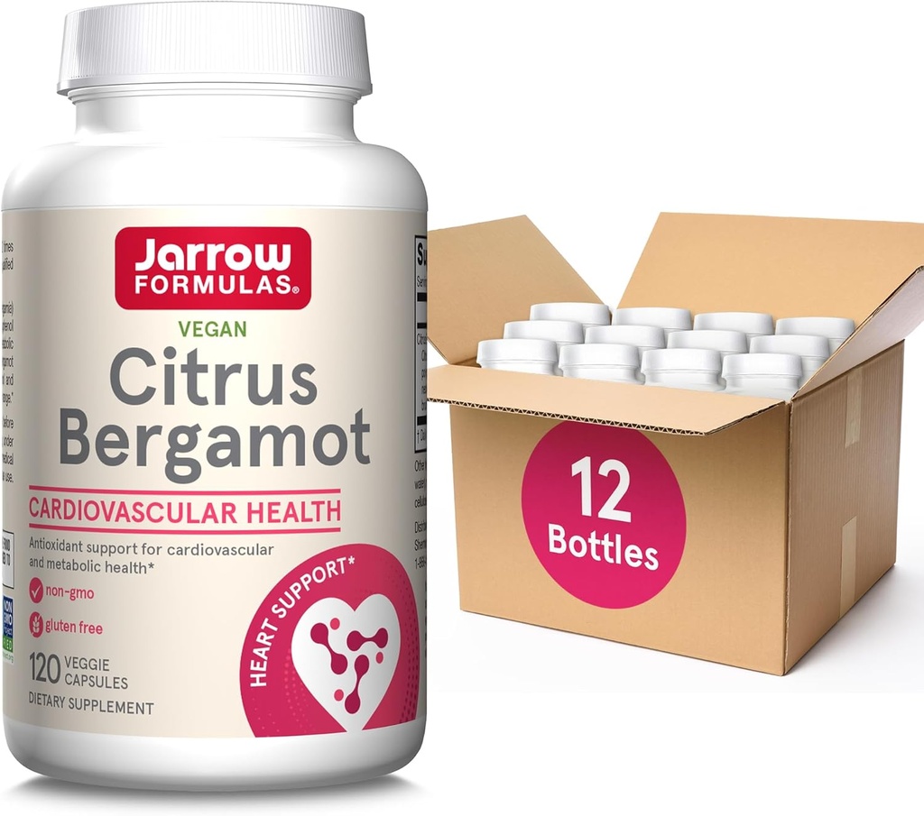 Formules de Jarrow Citrus Bergamot 500mg-120 Servants (capsules Veggie)- Support antioxydant pour les suppléments diététiques cardiovasculaires et métaboliques pour la santé-Gluten Free-Use QH-Absorb,12 Packs