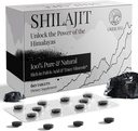 30 000 MG Shilajit Comprimés, 100% Shilajit Pure, Himalayan Organic, Shilajit pour hommes et femmes riches en acide fulvic & 85+ Trace Minerals, Supplément Shilajit pour le système d'énergie et d'immunité, 60 Compte