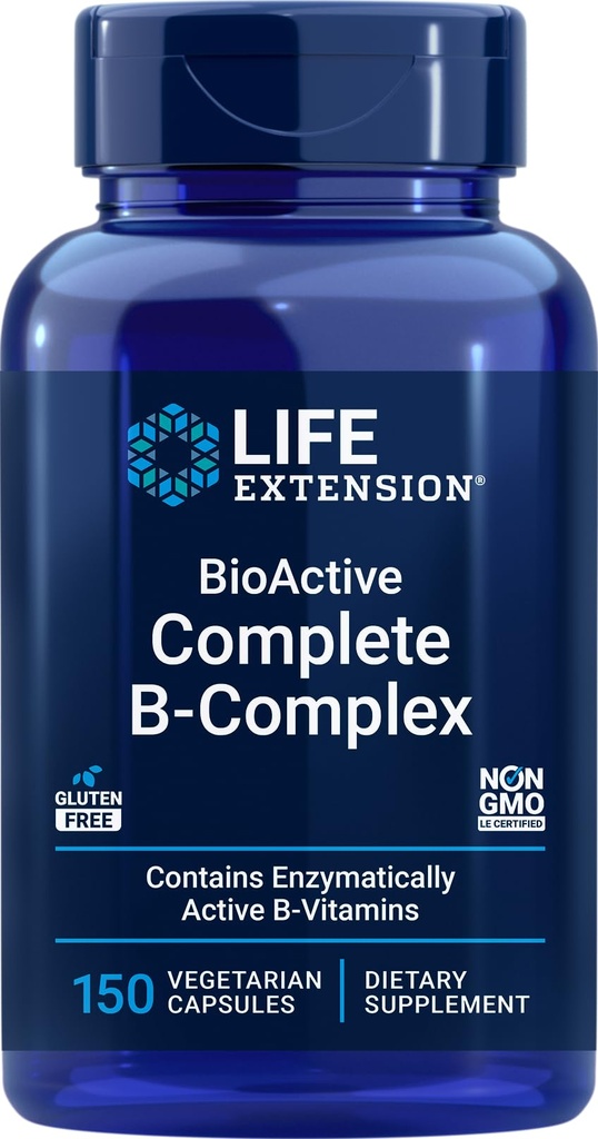 Prolongation de vie BioActive Complet B-Complex, 150 Capsules végétariennes
