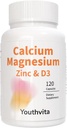 Calcium Magnésium Zinc VitamineD3 Capsules, soutien immunitaire et santé des os, 120 Compte