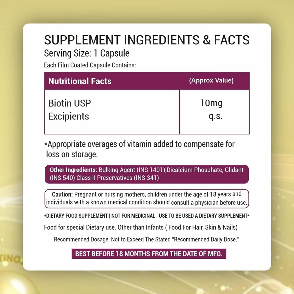 Capsule de supplément de biotine à base végétale avec bloqueurs DHT, Omega & Biotin, supporte la synthèse kératine pour cheveux, peau et ongles plus forts - 90 capsules de Veg