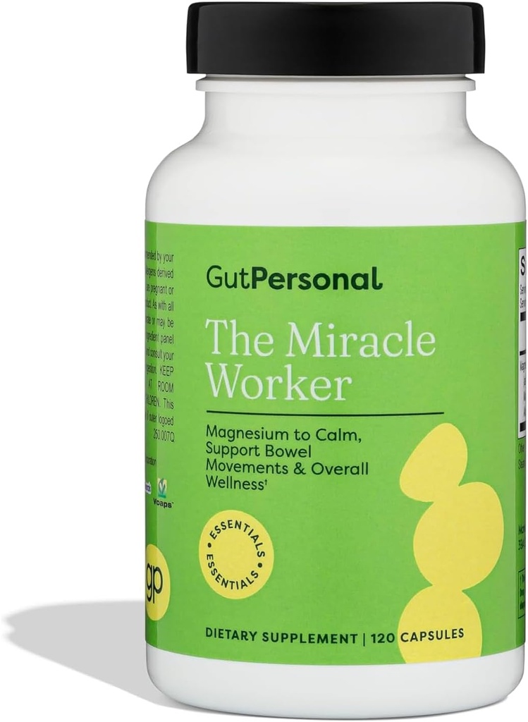 Le supplément Miracle Worker Magnesium Capsule: réduire le stress et améliorer la qualité du sommeil et la régularité tout en adoucissant les crampes musculaires, capsules, 60 portions, 120 ct